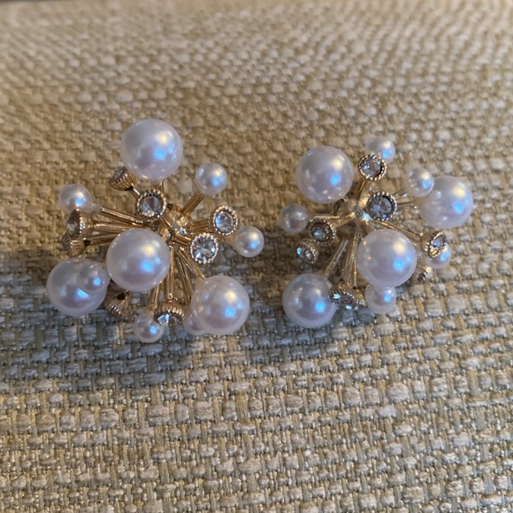 Pearl Diamond Earrings. - Picture 1 of 3